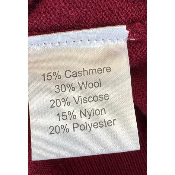 Kallspin Sweater Vest Cashmere Wool Blend Burgundy Red Mens XL V-neck - Picture 3 of 4